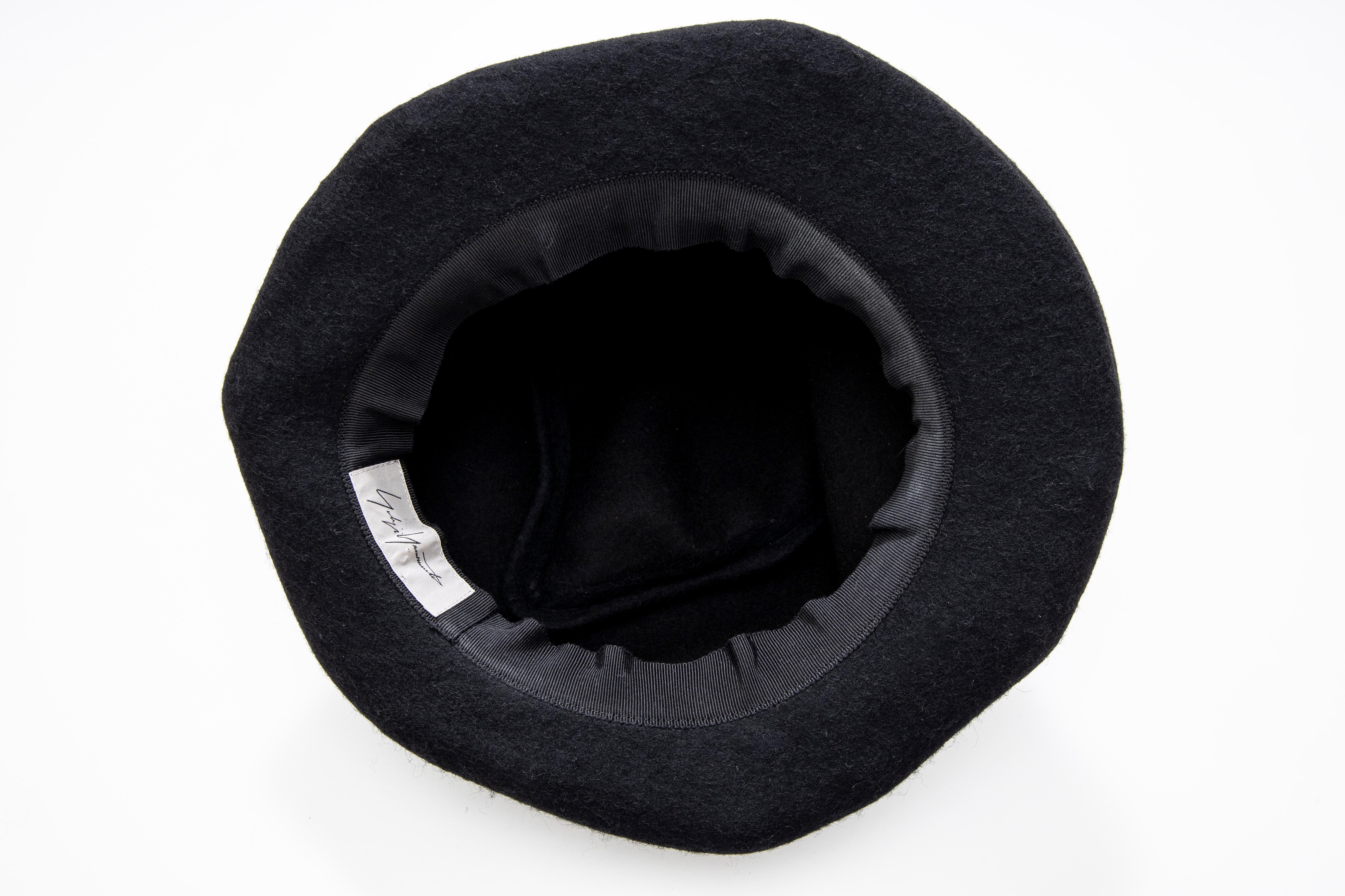 Yohji Yamamoto Black Asymmetrical Felted Wool Hat 4