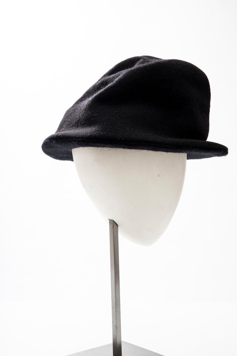 Yohji Yamamoto Black Asymmetrical Felted Wool Hat at 1stDibs yohji