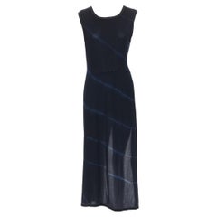 YOHJI YAMAMOTO black blue shibori dye white overstitch open side tunic top S