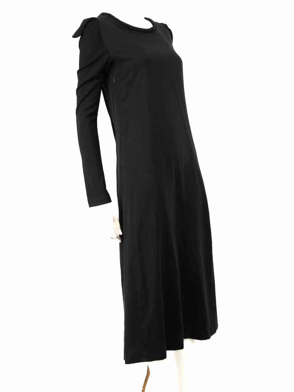 CONDITION is Very good. Hardly any visible wear to dress is evident on this used Yohji Yamamoto designer resale item.
 
 
 
 Details
 
 
 Black
 
 Cotton
 
 Dress
 
 Long sleeves
 
 Midi
 
 Buttoned detail on skirt
 
 Round neck
 
 Side zip