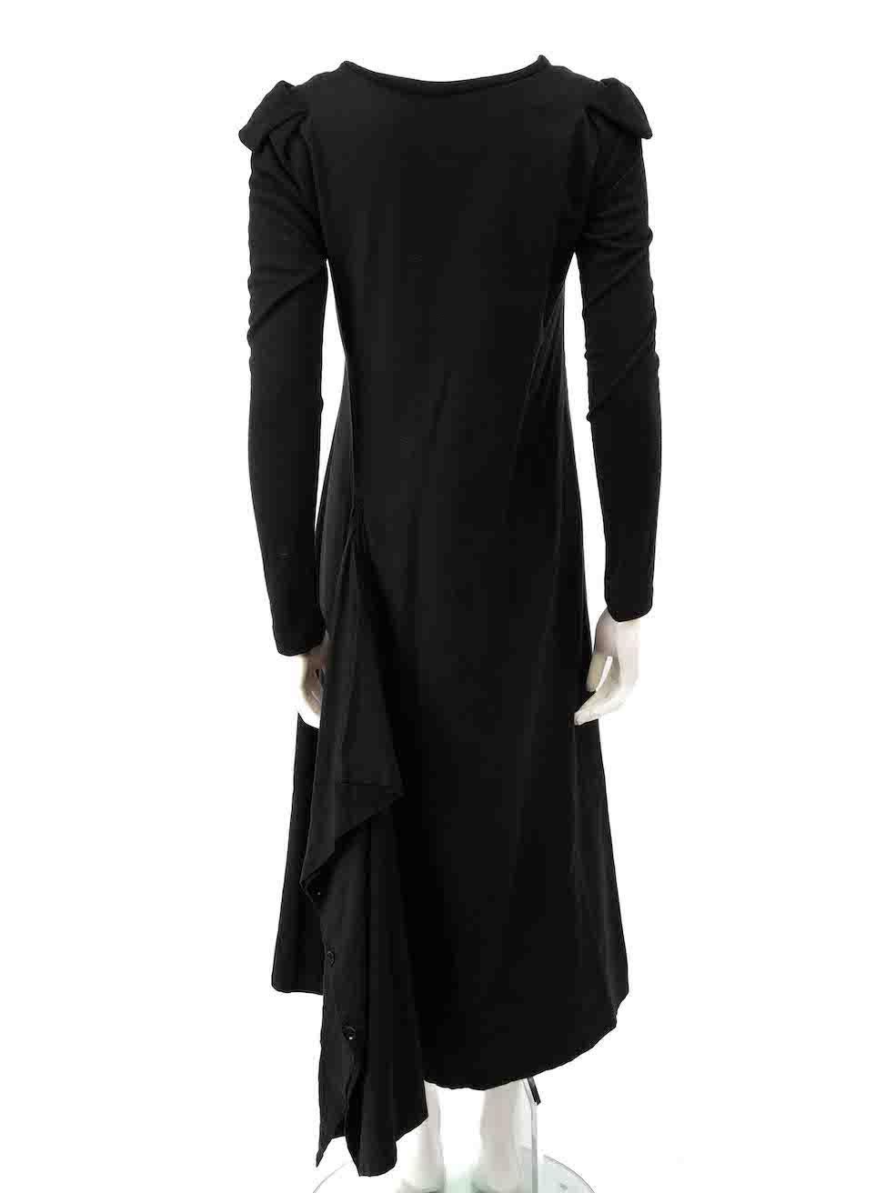 Yohji Yamamoto Black Button Skirt Detail Dress Size XS In Excellent Condition For Sale In London, GB