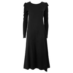 Yohji Yamamoto Vestido negro con detalle de falda de botones Talla XS
