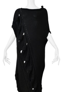 Yohji Yamamoto Black Cable Knit Asymmetrical Sweater Dress 2005