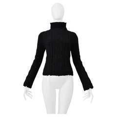 Yohji Yamamoto Black Cable Knit Sweater W High Collar 1999-00