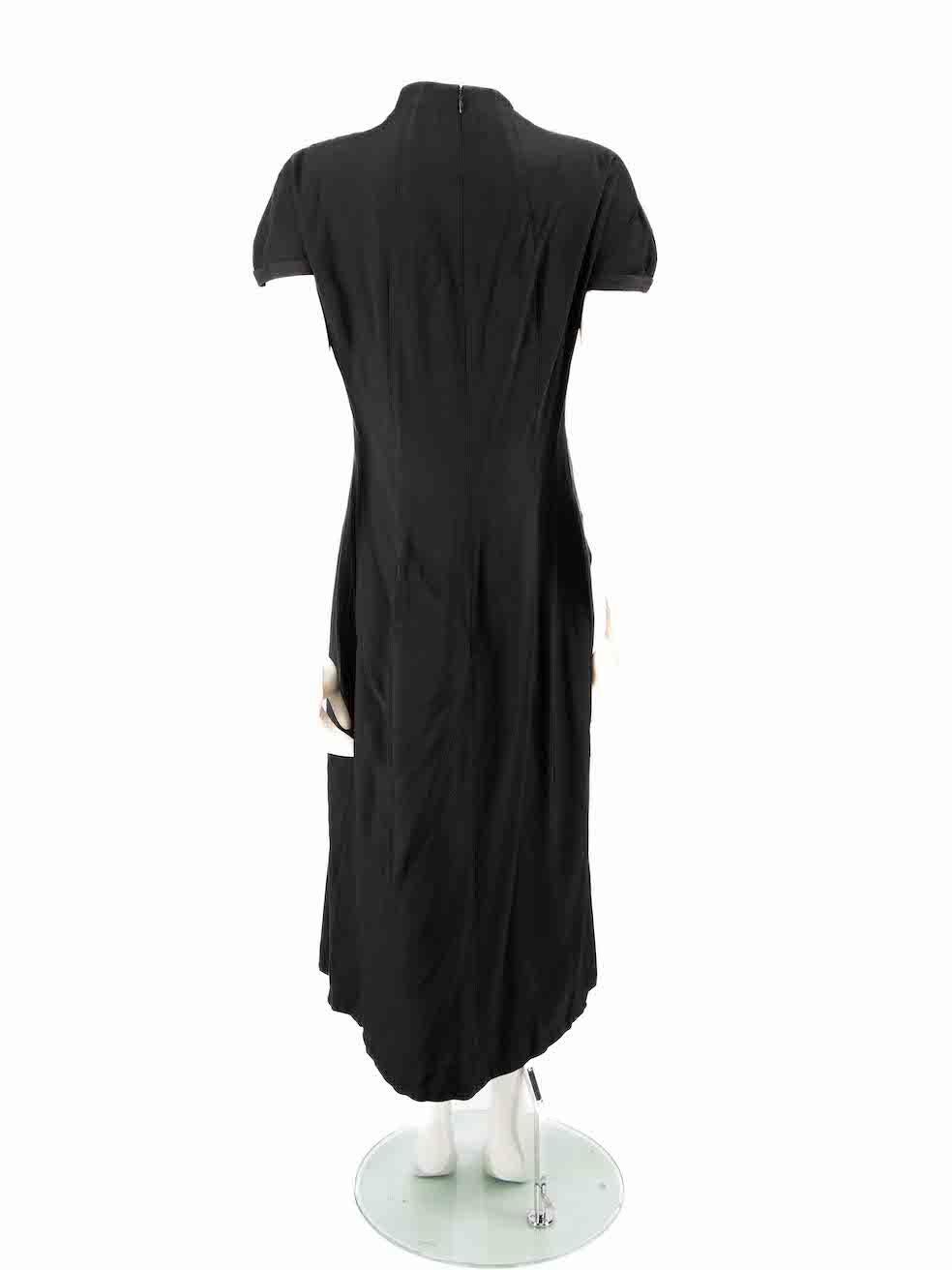 Yohji Yamamoto Black Cap Sleeve Midi Dress Size M In Good Condition For Sale In London, GB