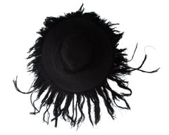 Yohji Yamamoto black cashmere wool frayed wide brim sun hat, fw 2013