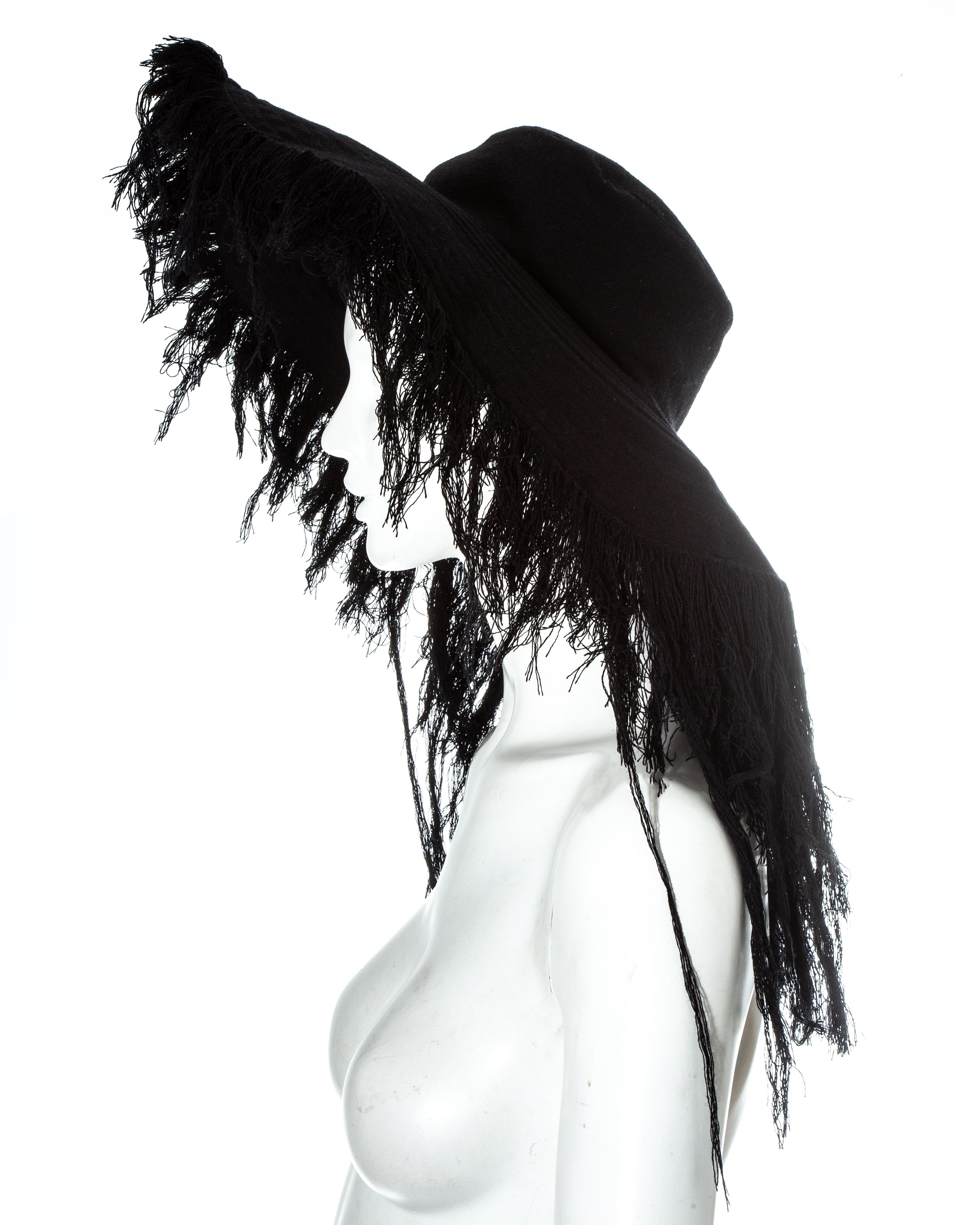 Yohji Yamamoto black cashmere wool frayed wide brim sun hat, fw 2013 1