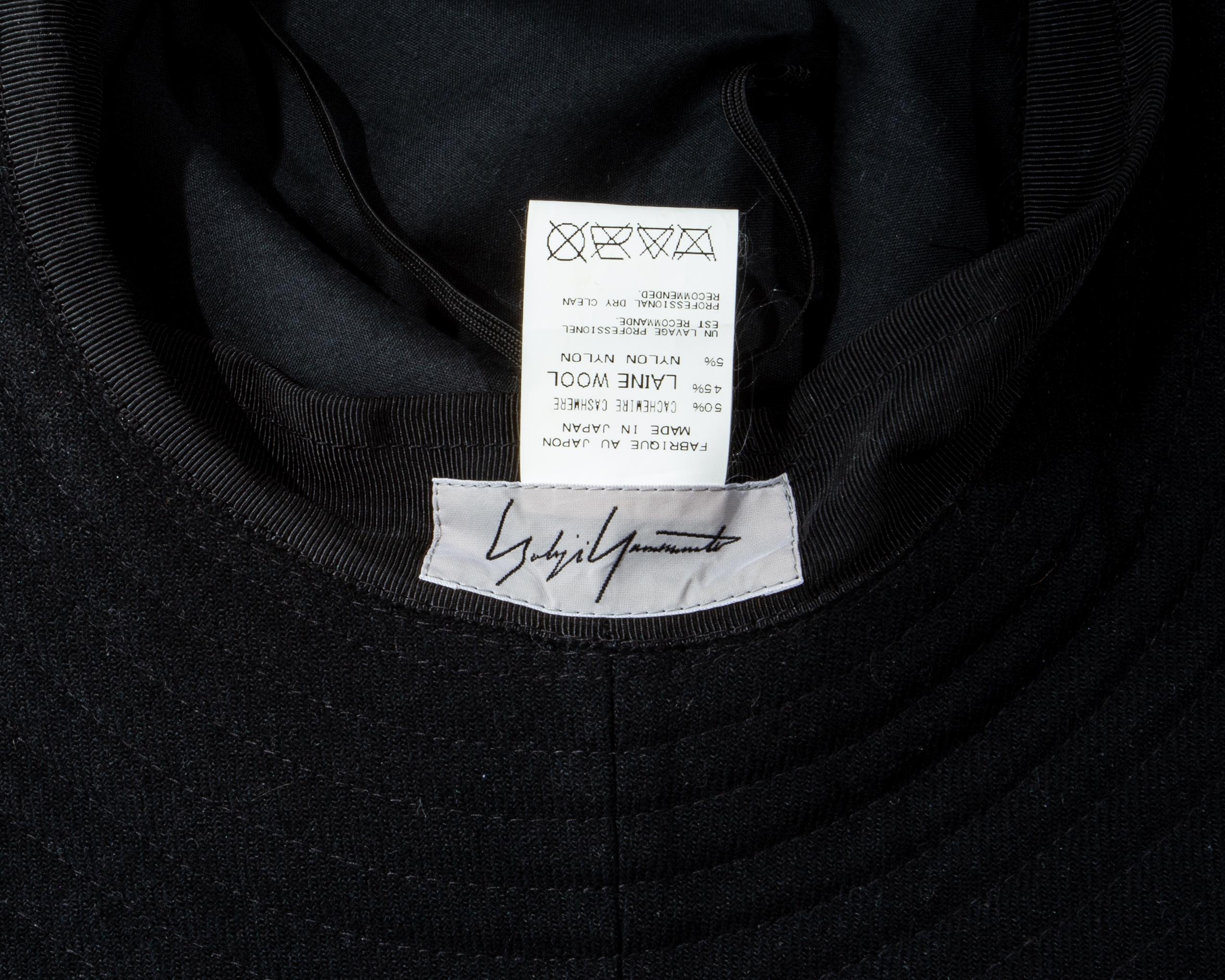 Yohji Yamamoto black cashmere wool frayed wide brim sun hat, fw 2013 2