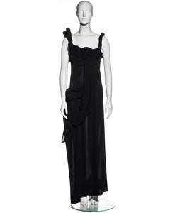 Yohji Yamamoto black cotton draped maxi dress, ss 1998
