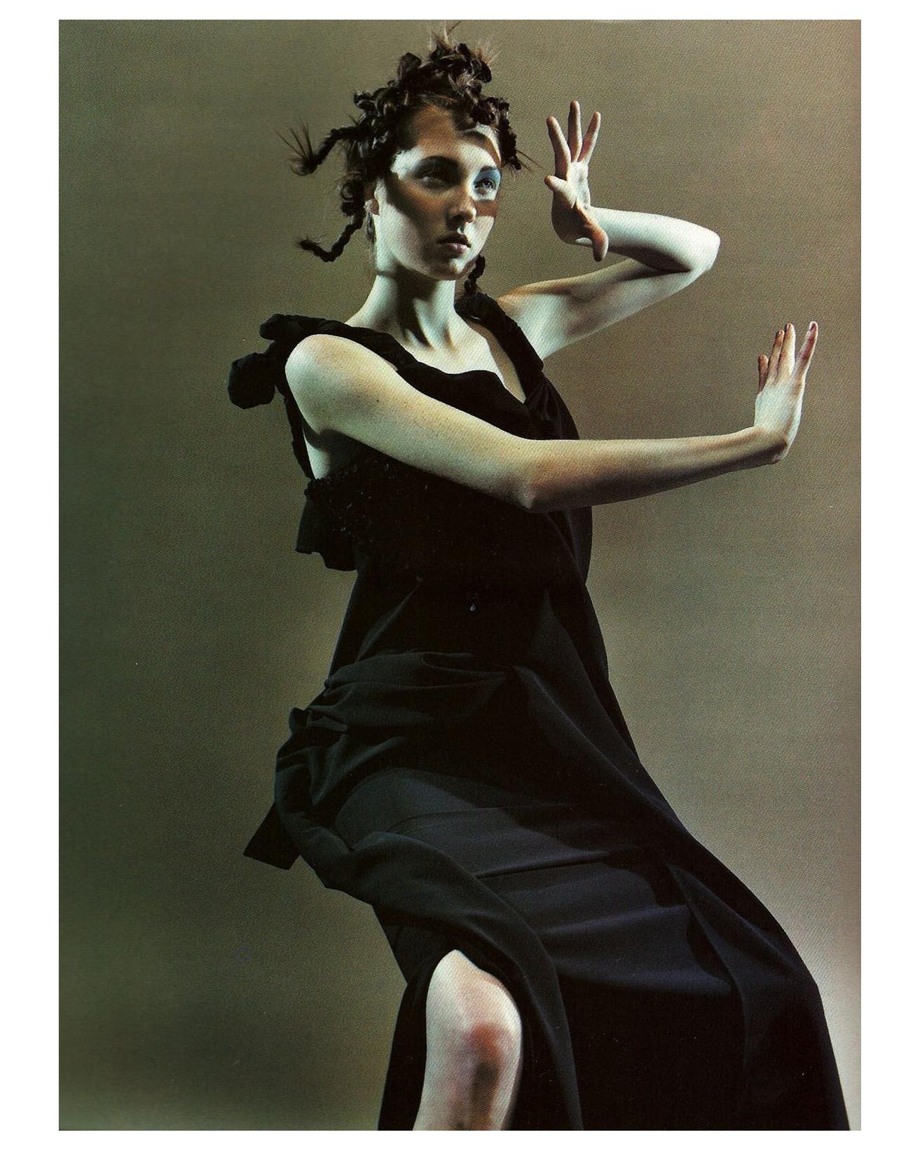 Black Yohji Yamamoto black cotton draped maxi dress, ss 1998