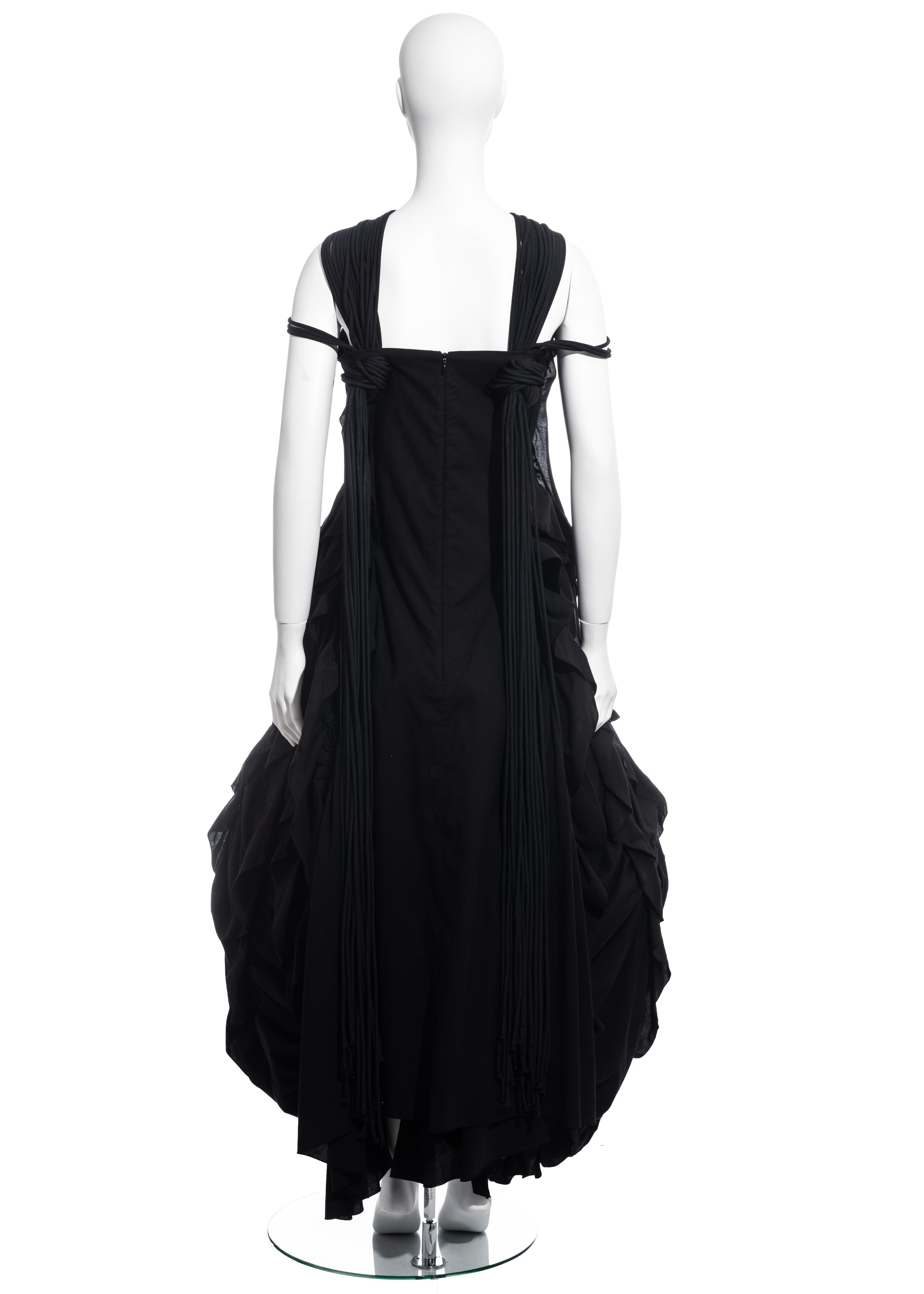 Yohji Yamamoto black cotton ruched crinoline maxi dress, ss 2008 For Sale 2