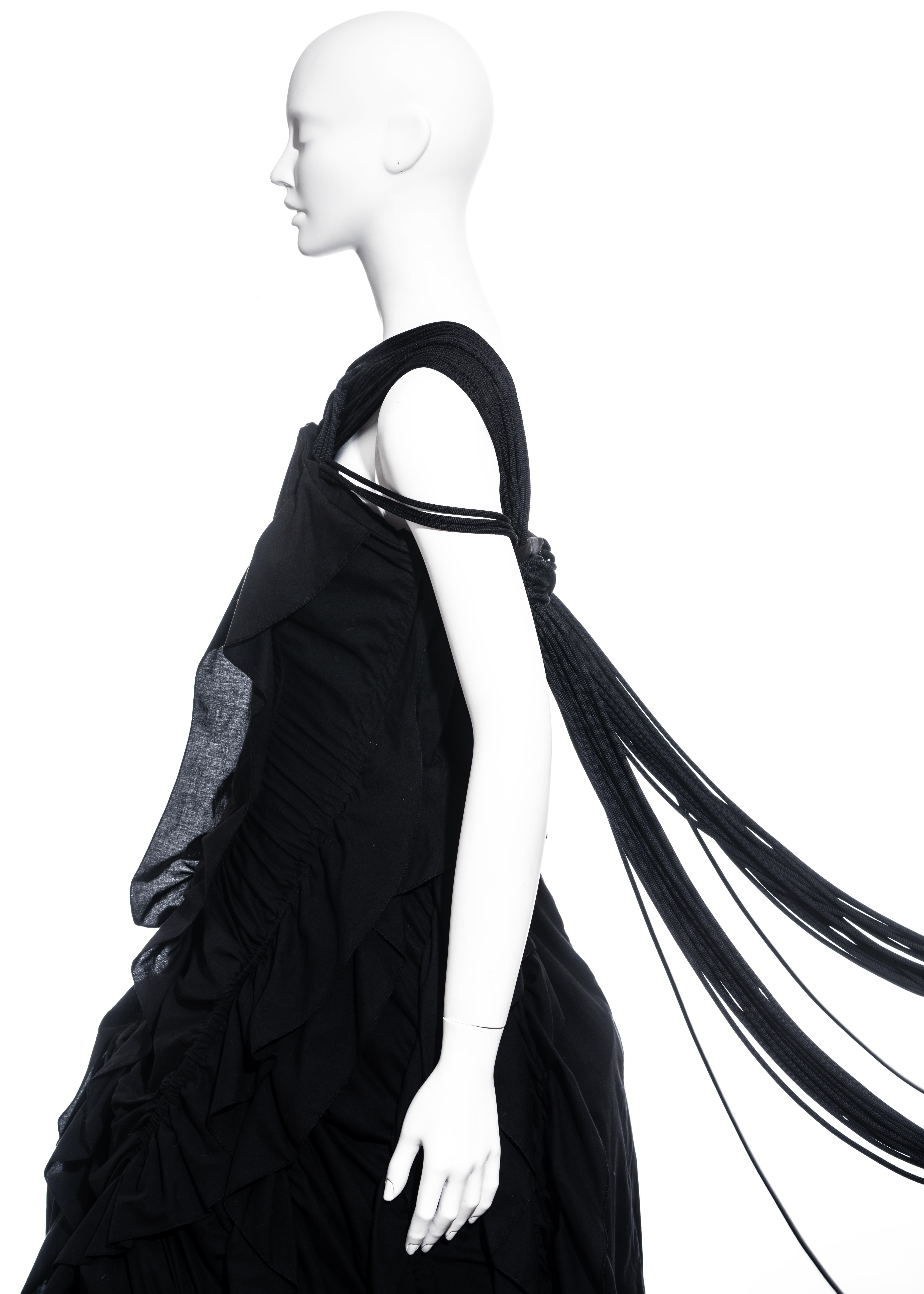 Yohji Yamamoto black cotton ruched crinoline maxi dress, ss 2008 For Sale 3