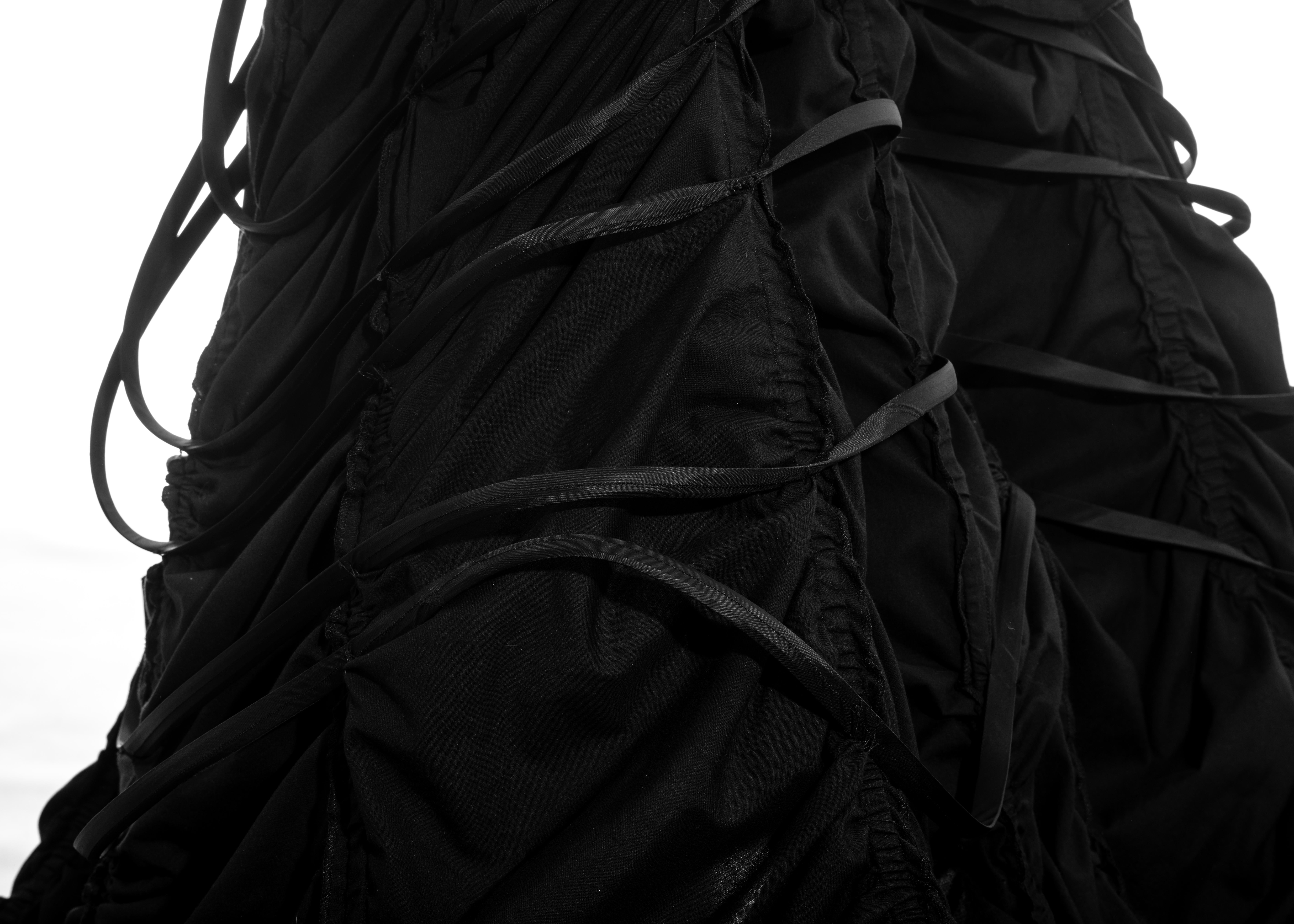 Yohji Yamamoto black cotton ruched crinoline maxi dress, ss 2008 For Sale 4