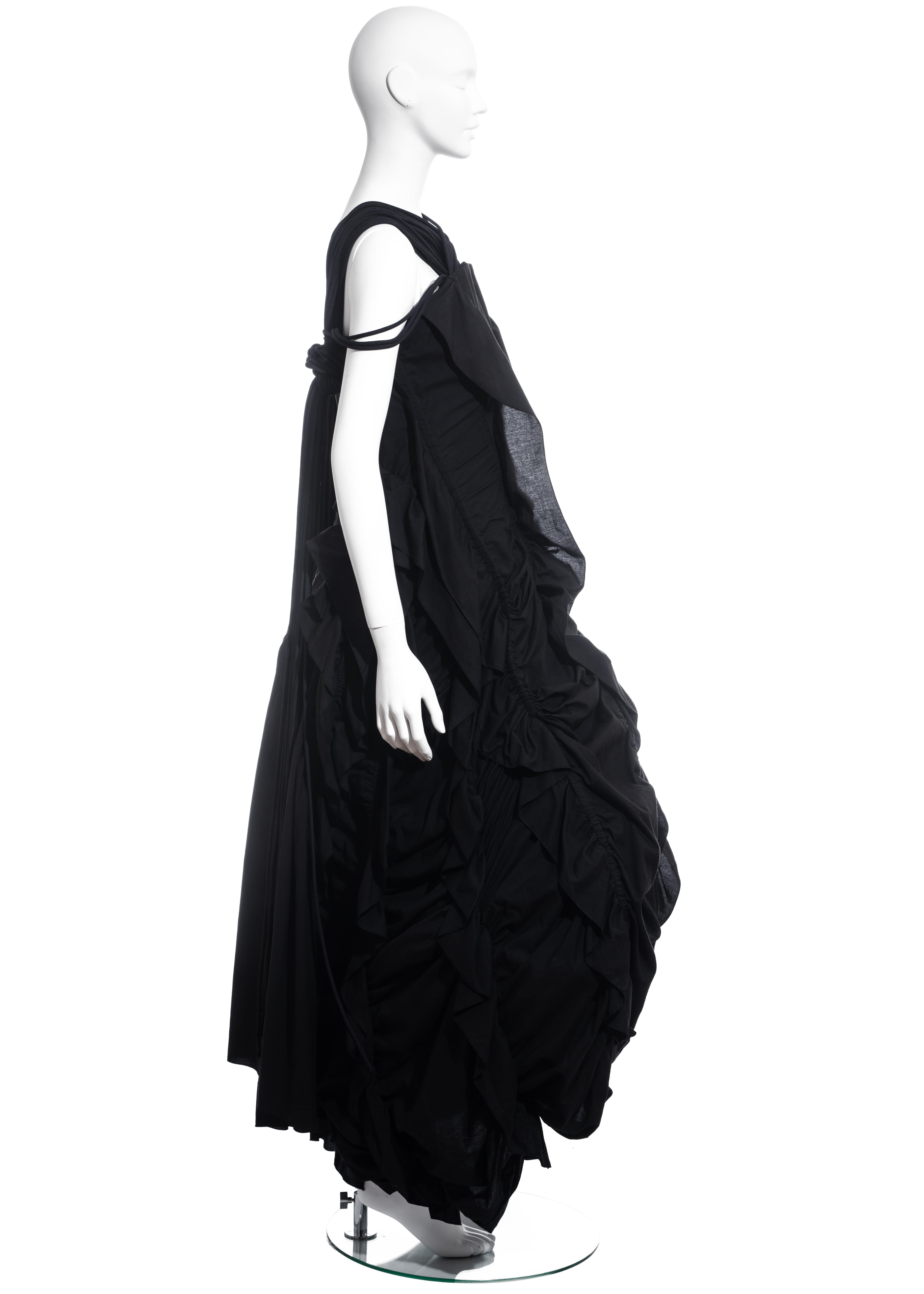 Black Yohji Yamamoto black cotton ruched crinoline maxi dress, ss 2008 For Sale