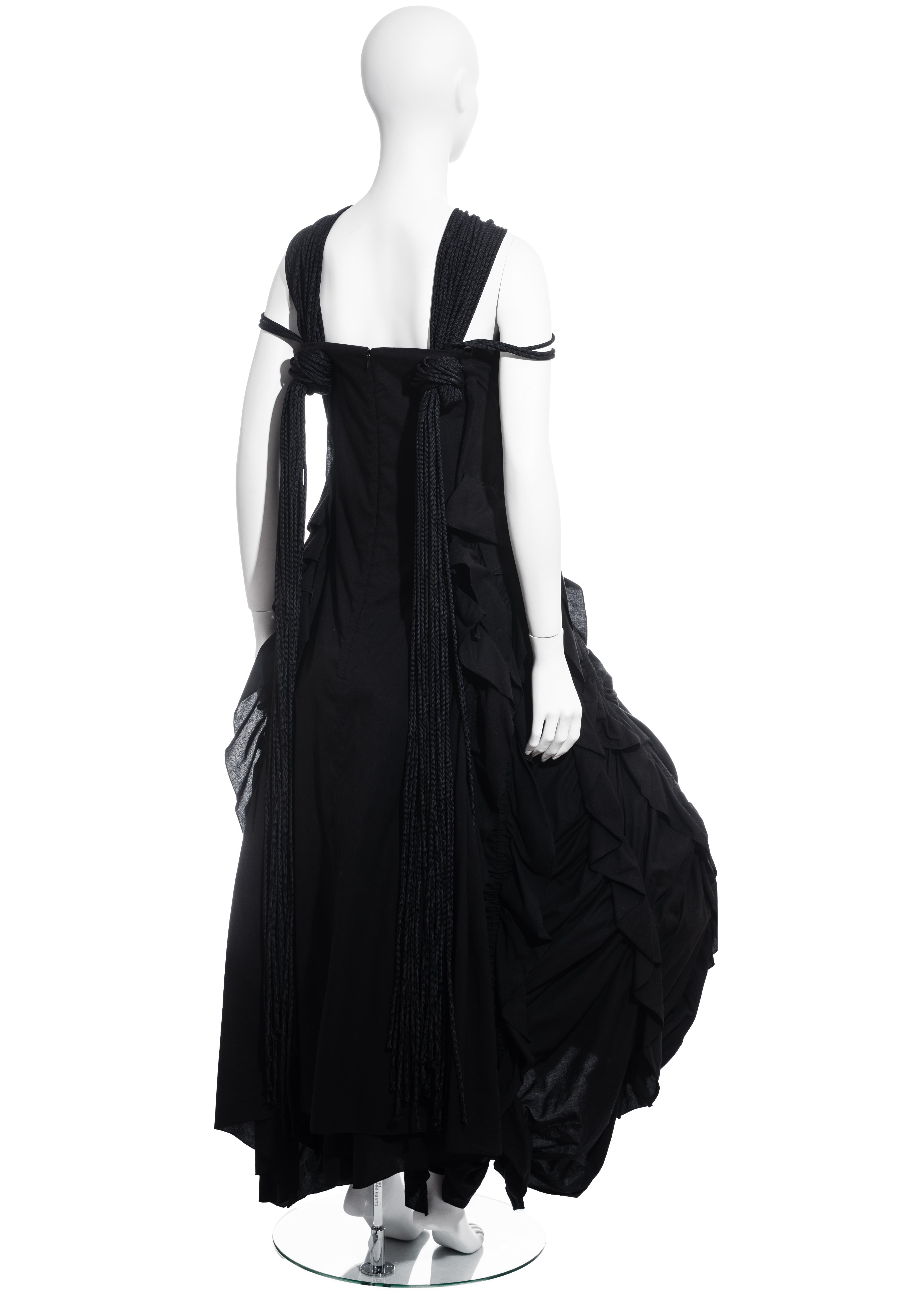 Women's Yohji Yamamoto black cotton ruched crinoline maxi dress, ss 2008 For Sale