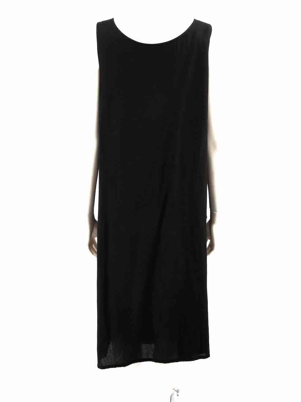 Yohji Yamamoto Black Cotton Sleeveless Midi Dress Size S In Good Condition For Sale In London, GB