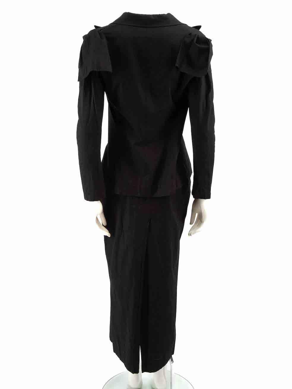 Yohji Yamamoto Black Deconstructed Blazer Skirt Set Size S In Good Condition For Sale In London, GB