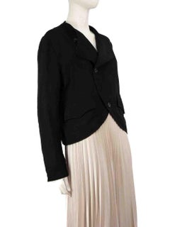 Yohji Yamamoto Black Double Breasted Cropped Blazer Size M