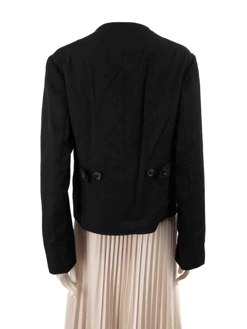 Yohji Yamamoto Black Double Breasted Cropped Blazer Size M In Good Condition For Sale In London, GB