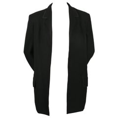 YOHJI YAMAMOTO black gabardine jacket with corded trim & open closure