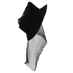 Yohji Yamamoto Black Hat Mesh Net Drape Detail circa SS 1999