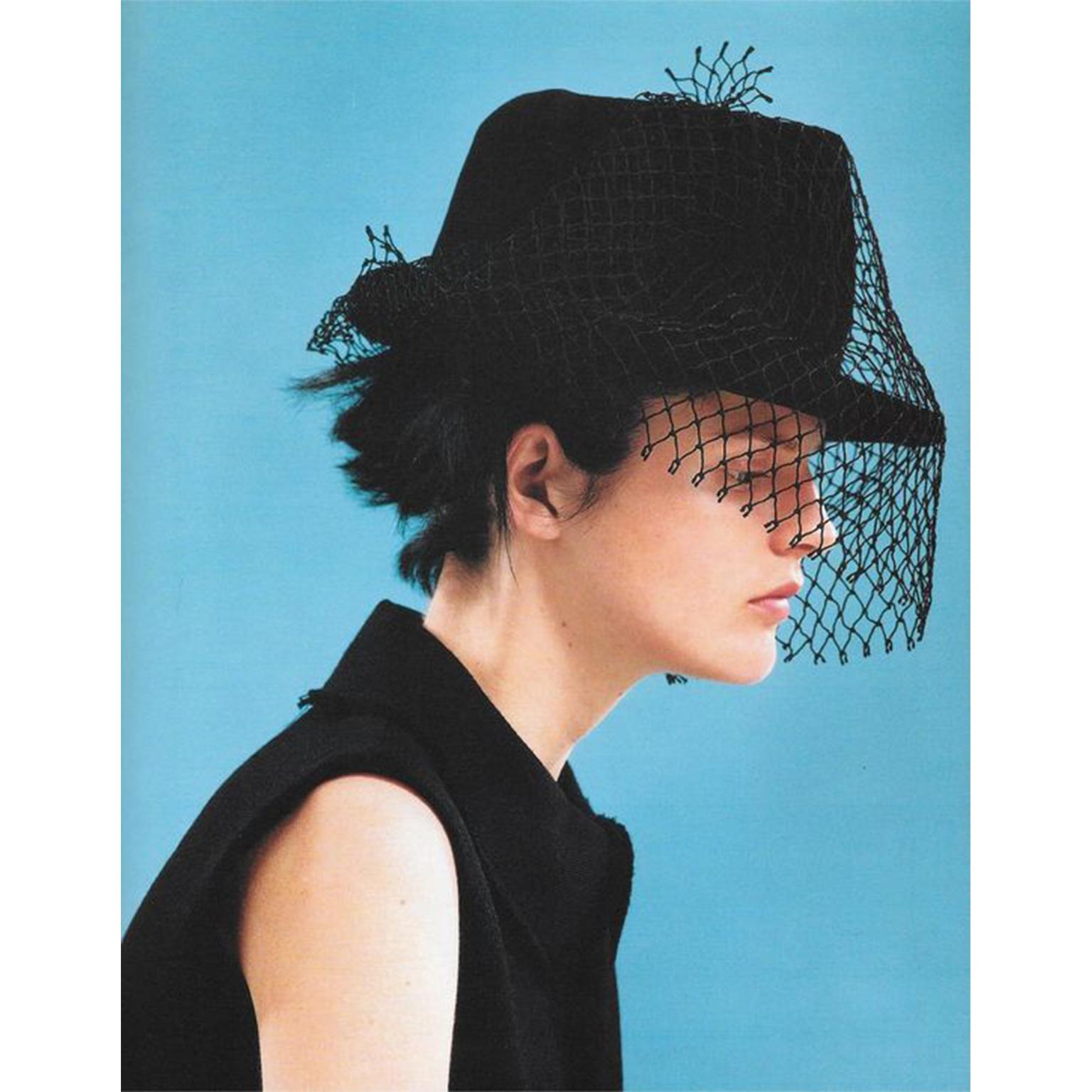 Yohji Yamamoto Black Hat Mesh Net Drape Detail Look Book AW 1995 1