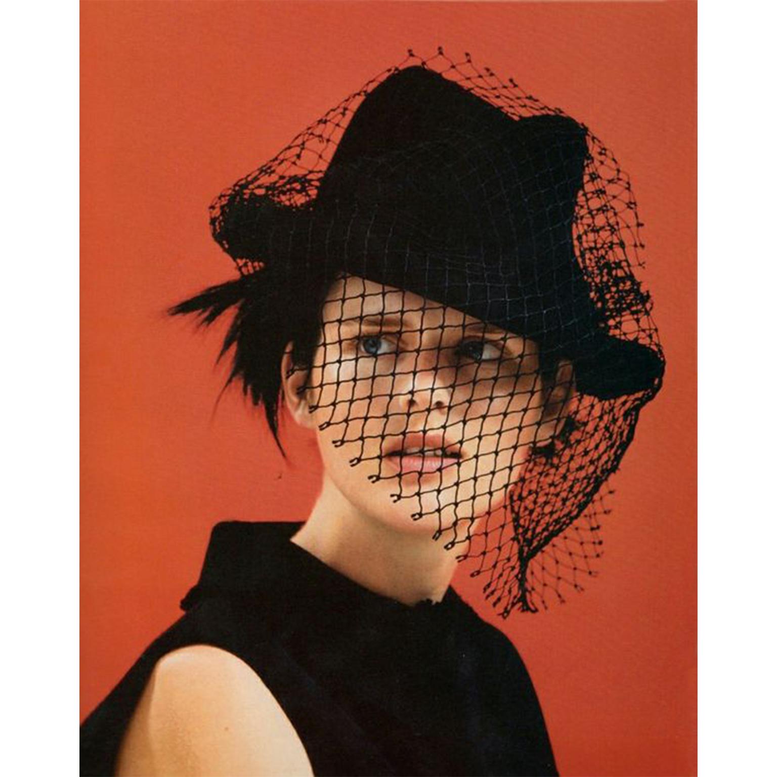 Yohji Yamamoto Black Hat Mesh Net Drape Detail Look Book AW 1995 3