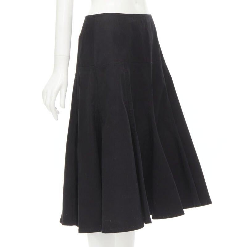 Nero Yohji Yamamoto gonna midi svasata in cotone pesante nero JP2 M in vendita