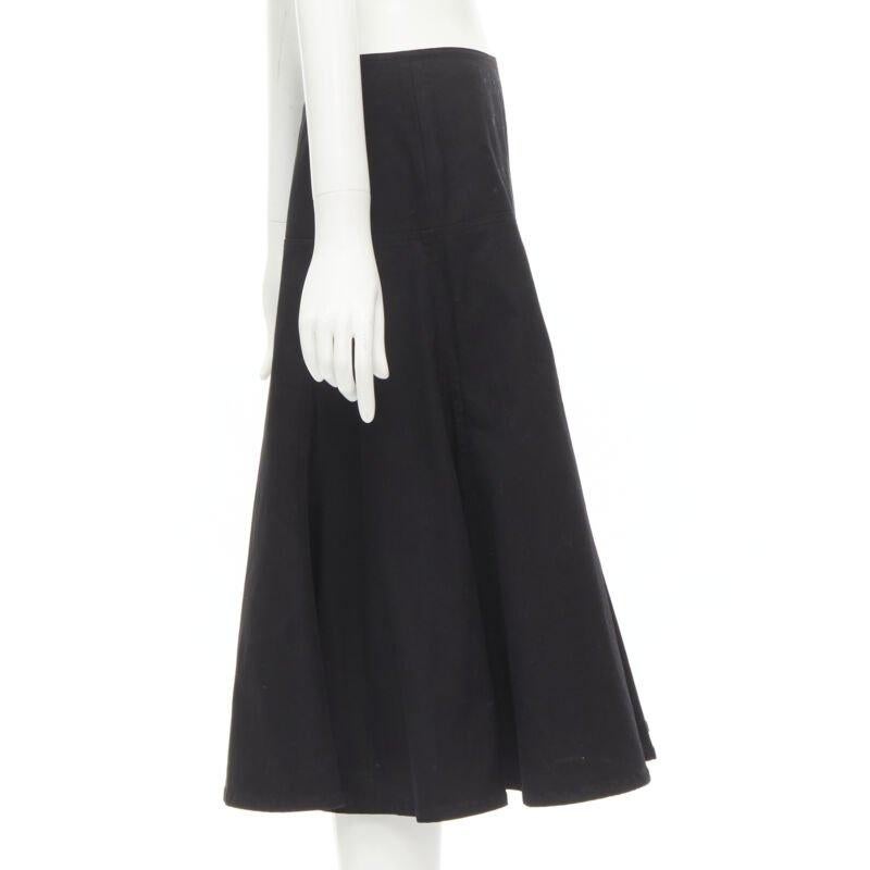 Yohji Yamamoto gonna midi svasata in cotone pesante nero JP2 M In condizioni ottime in vendita a Hong Kong, NT