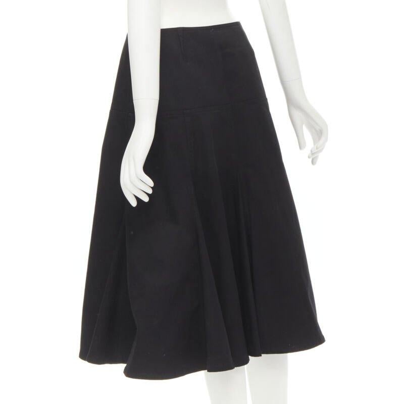 Yohji Yamamoto gonna midi svasata in cotone pesante nero JP2 M in vendita 1