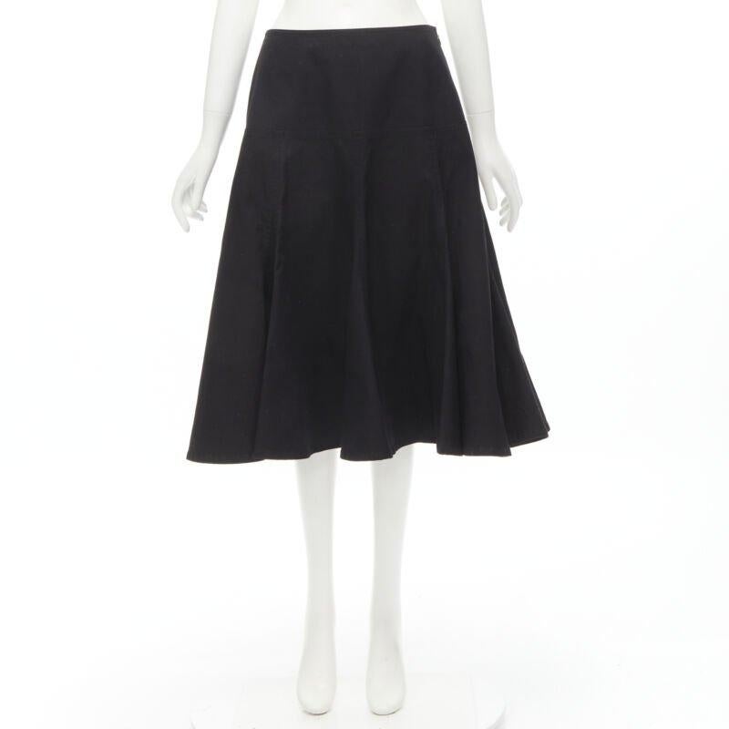 Yohji Yamamoto gonna midi svasata in cotone pesante nero JP2 M in vendita 4