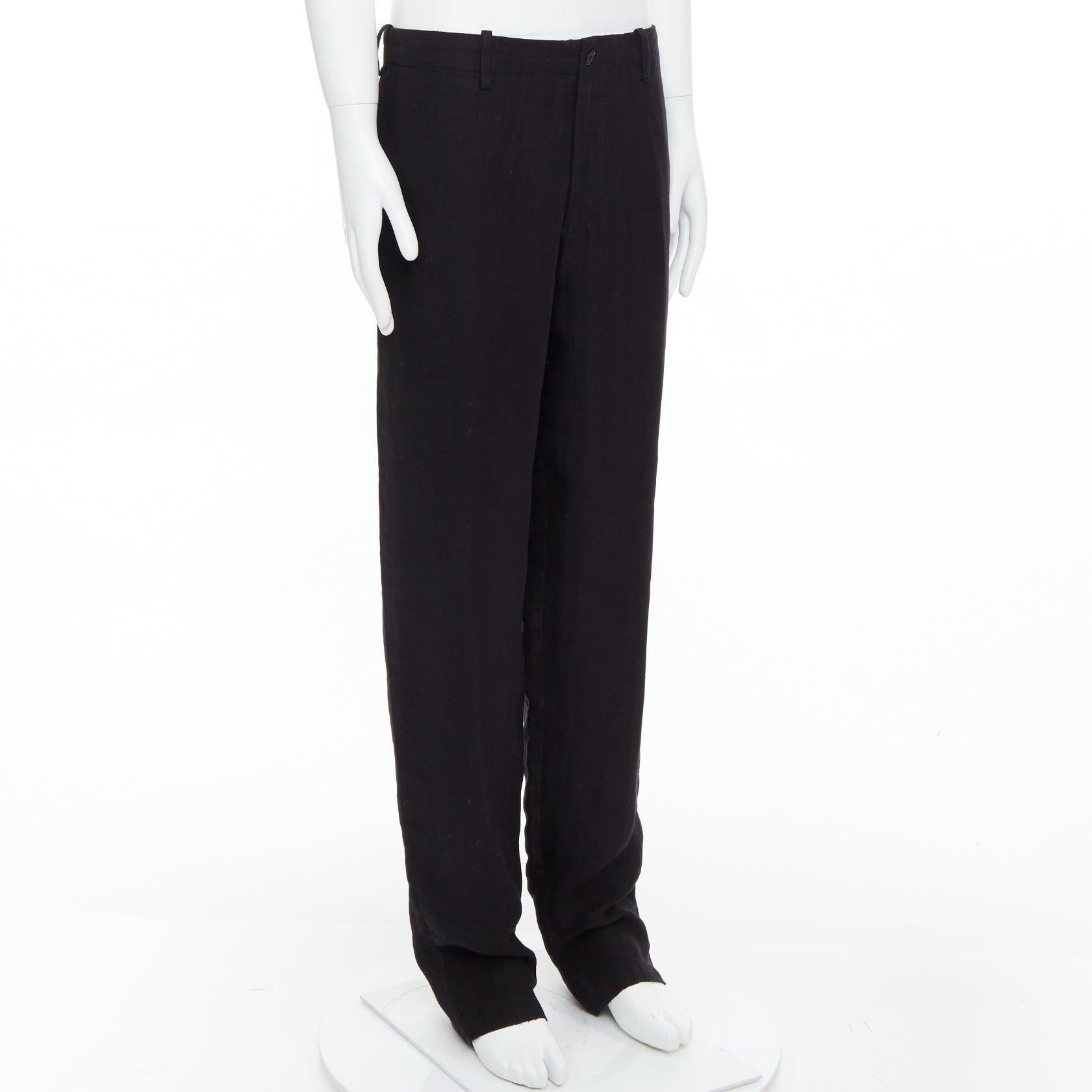 YOHJI YAMAMOTO schwarzer Hanf Baumwolle konisch zulaufende Hose mit weiten Gesäßtaschen JP4 XL (Schwarz) im Angebot