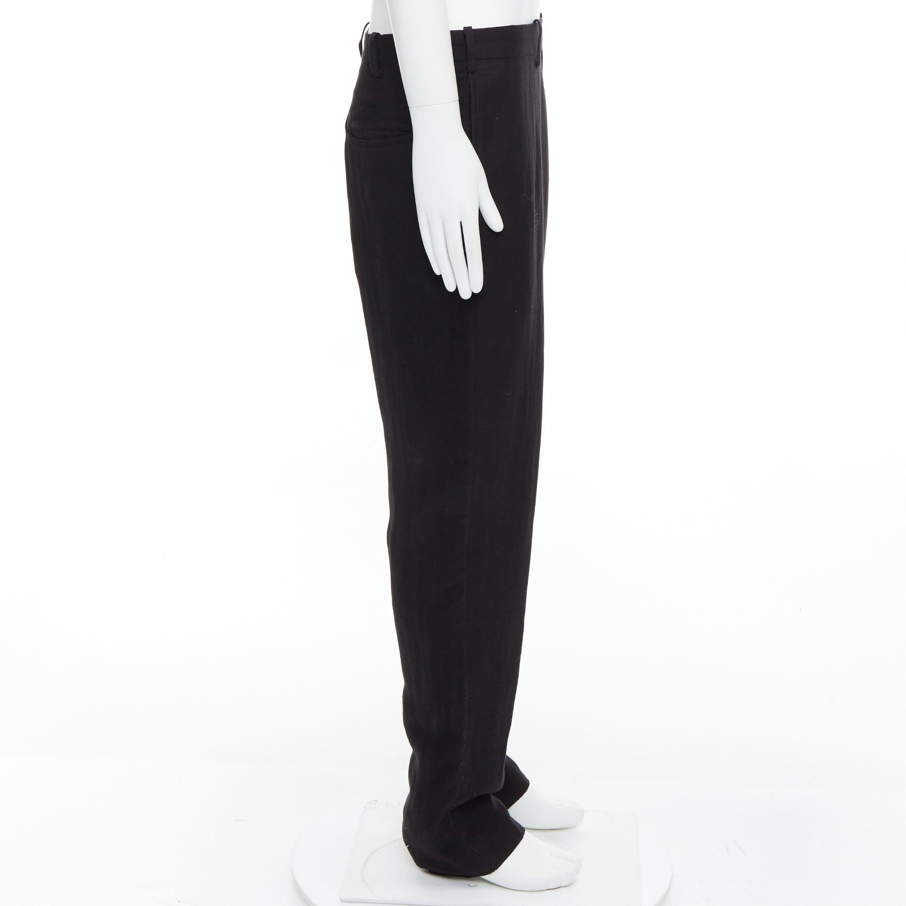 YOHJI YAMAMOTO schwarzer Hanf Baumwolle konisch zulaufende Hose mit weiten Gesäßtaschen JP4 XL im Zustand „Gut“ im Angebot in Hong Kong, NT