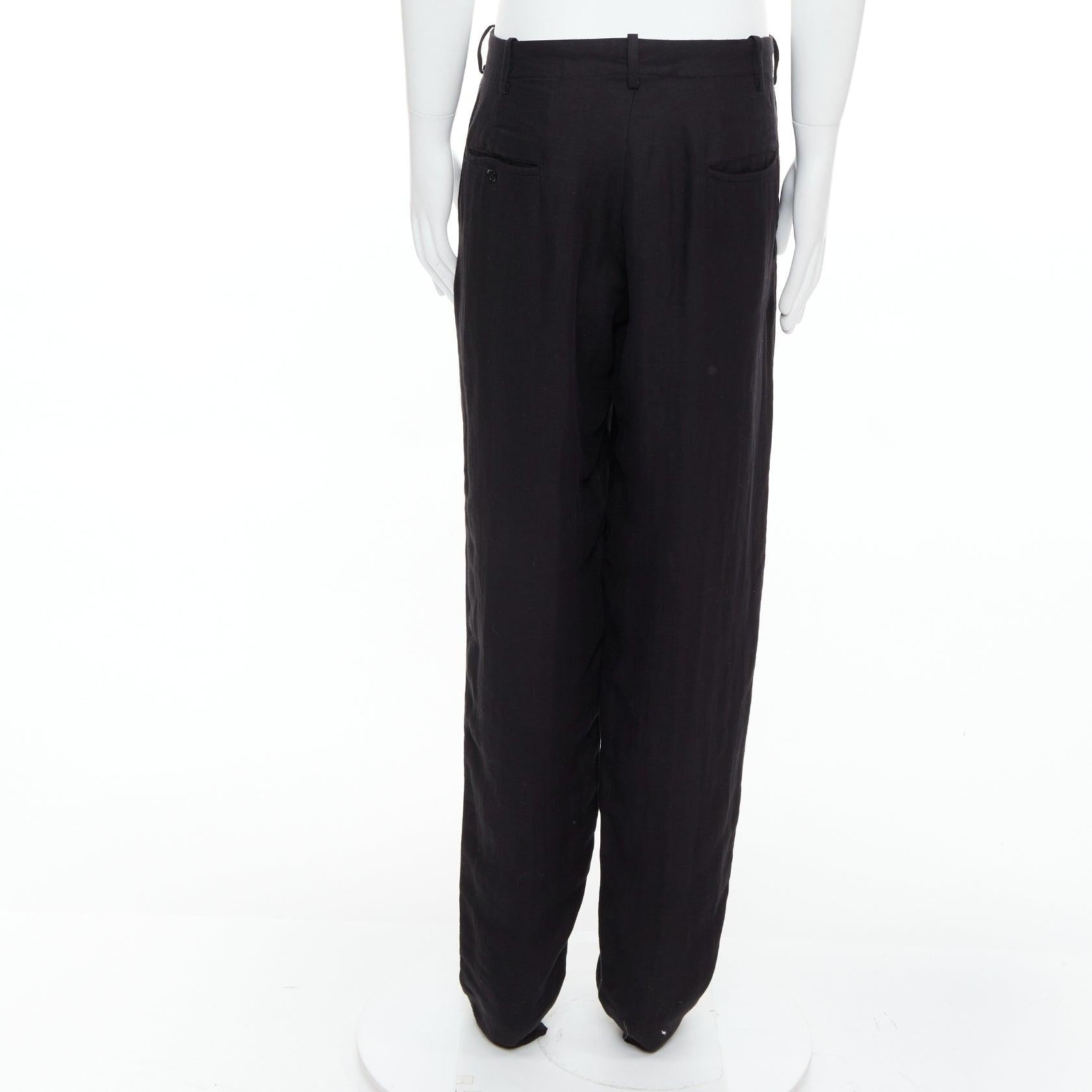 YOHJI YAMAMOTO schwarzer Hanf Baumwolle konisch zulaufende Hose mit weiten Gesäßtaschen JP4 XL Herren im Angebot