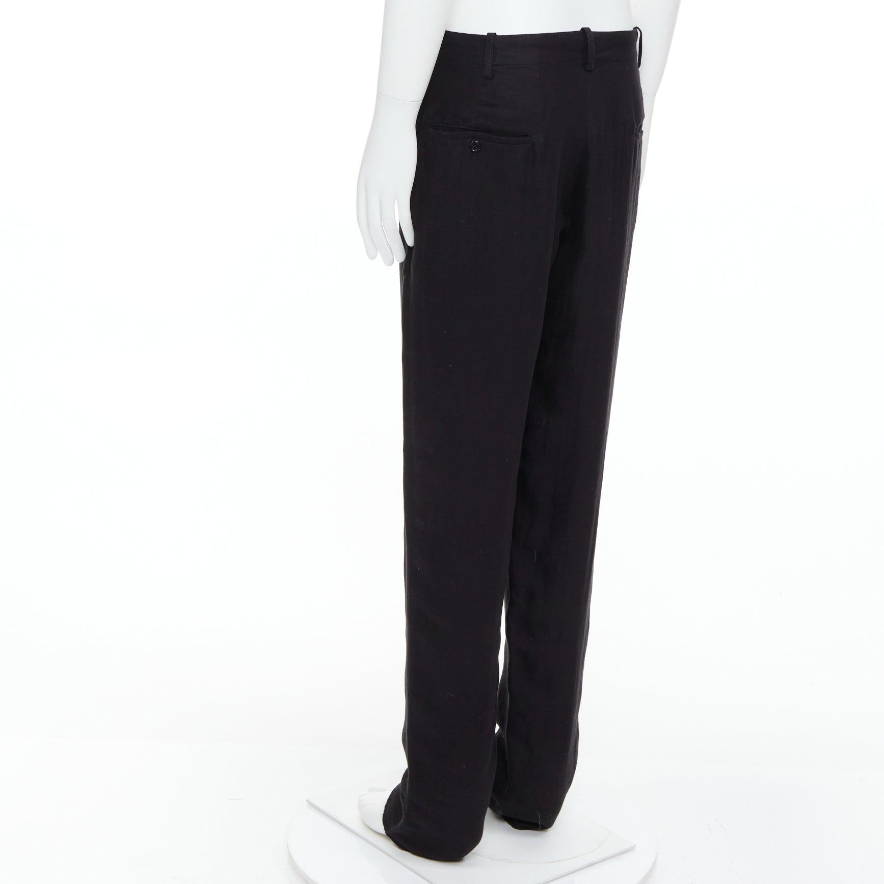 YOHJI YAMAMOTO schwarzer Hanf Baumwolle konisch zulaufende Hose mit weiten Gesäßtaschen JP4 XL im Angebot 1