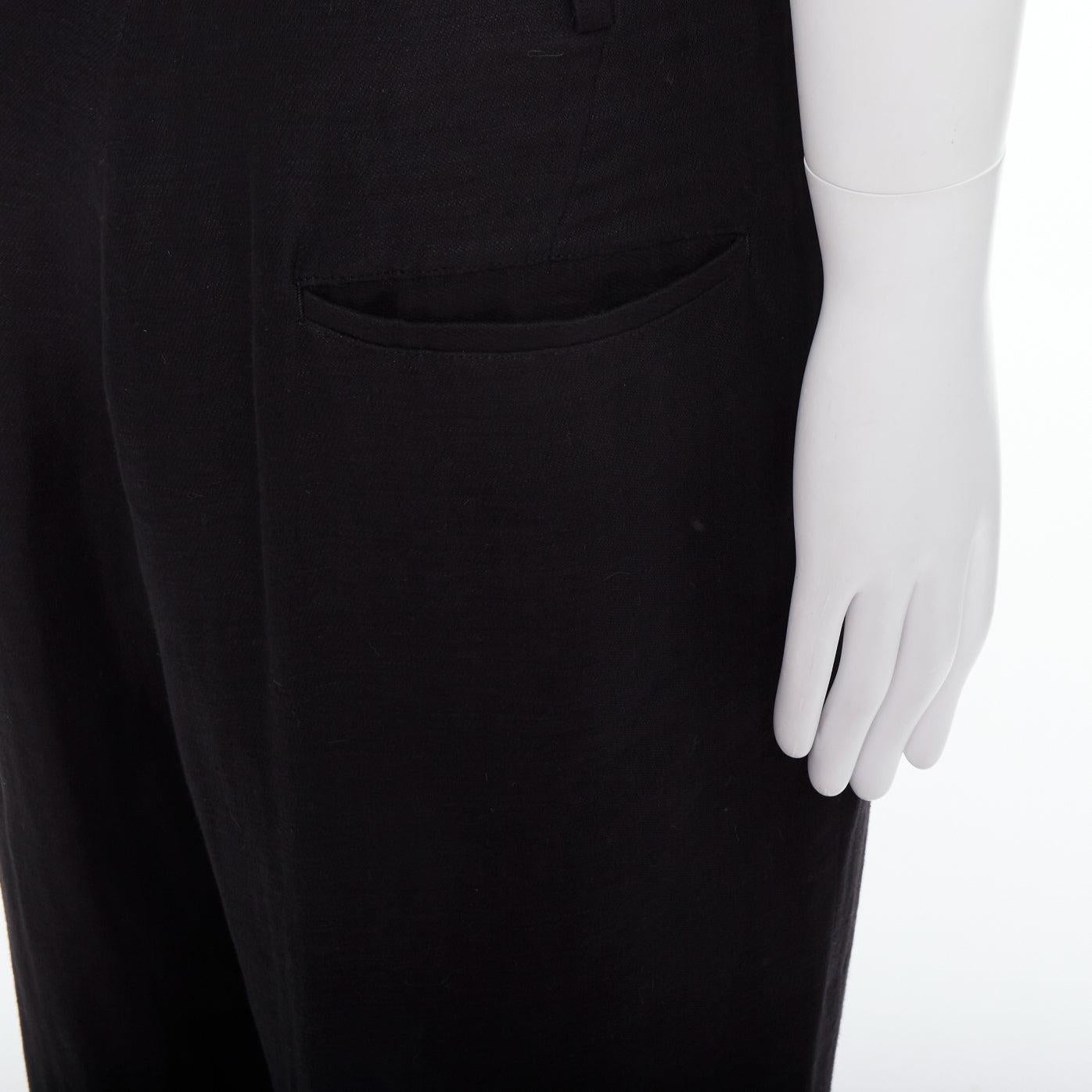 YOHJI YAMAMOTO schwarzer Hanf Baumwolle konisch zulaufende Hose mit weiten Gesäßtaschen JP4 XL im Angebot 2