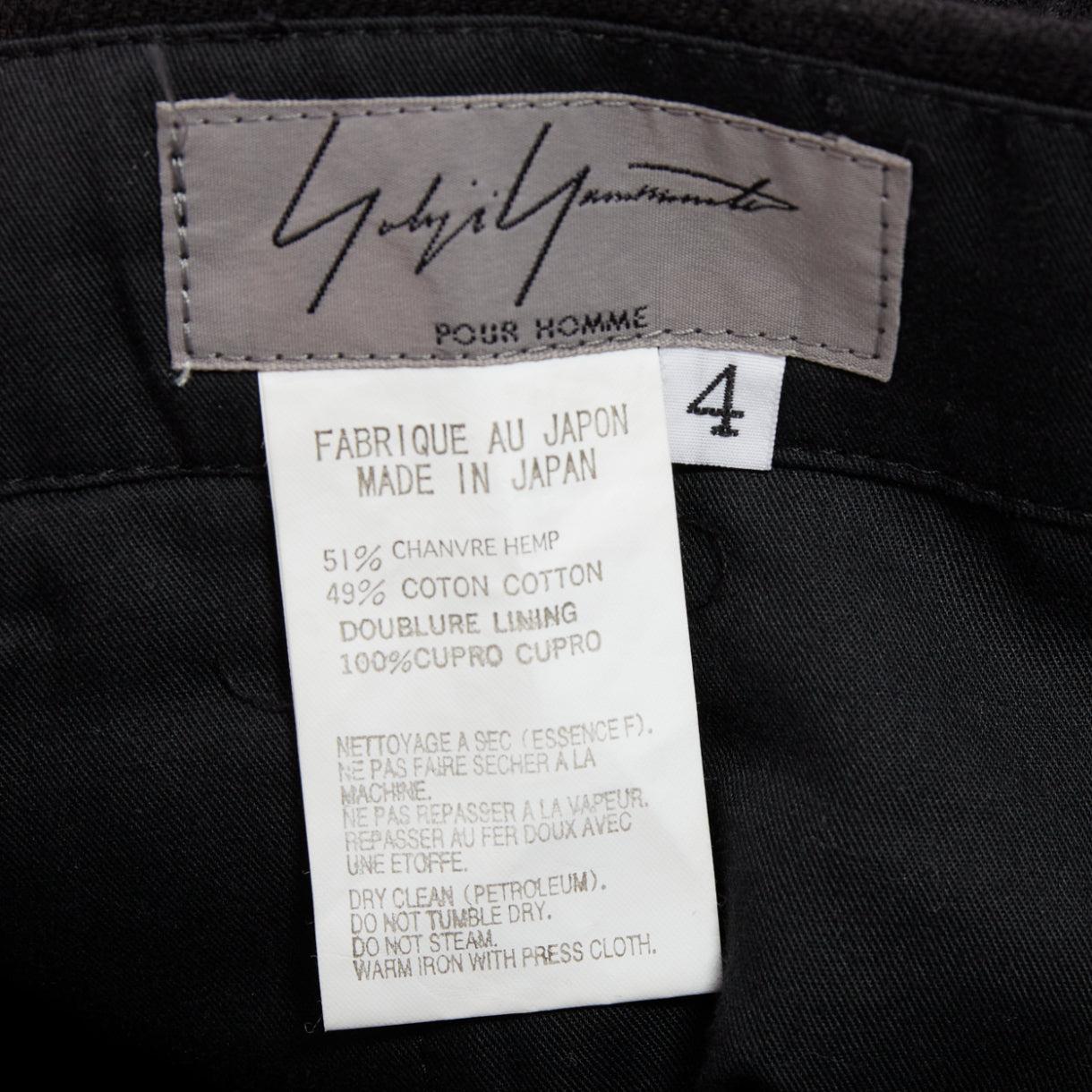 YOHJI YAMAMOTO schwarzer Hanf Baumwolle konisch zulaufende Hose mit weiten Gesäßtaschen JP4 XL im Angebot 3