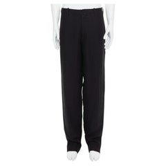 YOHJI YAMAMOTO black hemp cotton tapered back pockets wide pants JP4 XL
