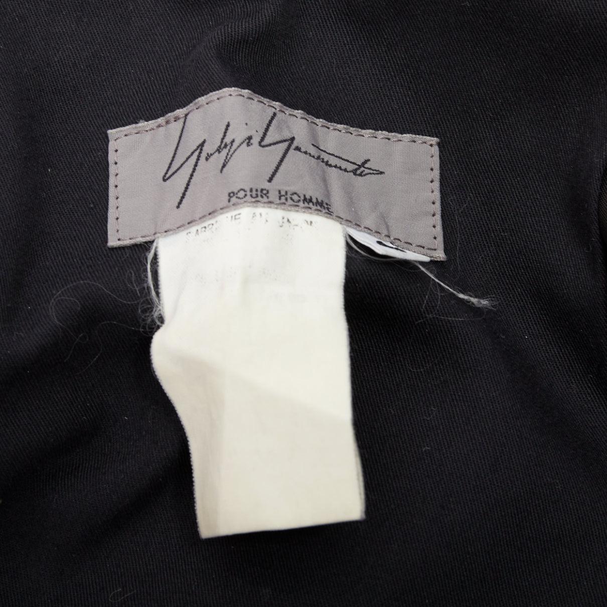 YOHJI YAMAMOTO pantalones anchos con dobladillo envejecido y cordón invisible negro JP4 XL en venta 3