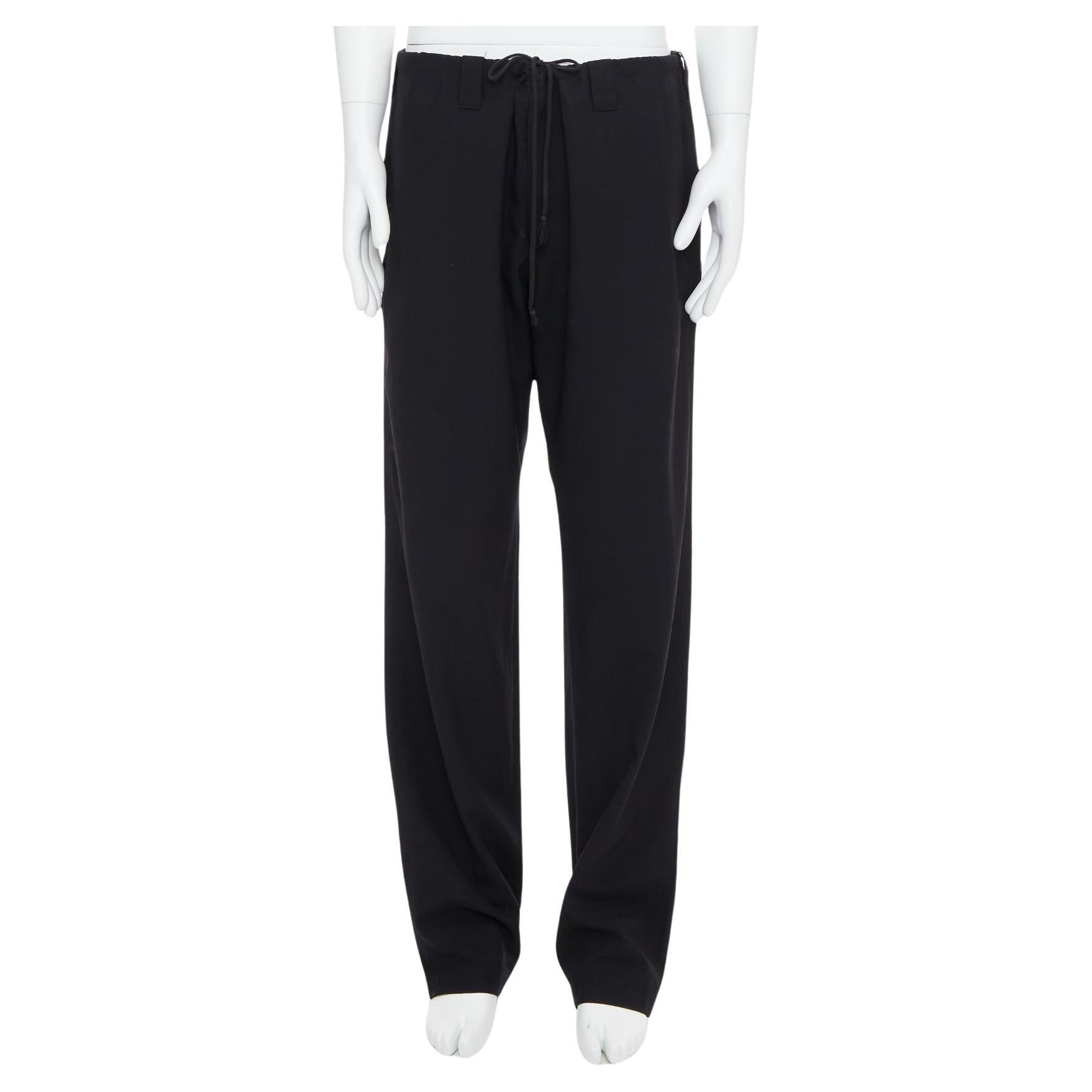 YOHJI YAMAMOTO black invisible drawstring distressed hem YOHJI YAMAMOTO black invisible drawstring distressed hem