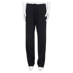 YOHJI YAMAMOTO Schwarze Hose mit unsichtbarem Kordelzug und breitem Saum JP4 XL