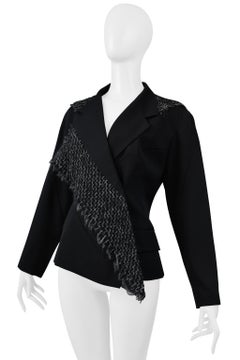 Yohji Yamamoto Black Jacket With Wide Lapel With Contrasting Woven Fabric 1995