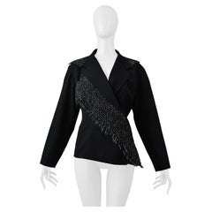 Yohji Yamamoto Black Jacket With Wide Lapel With Contrasting Woven Fabric 1995