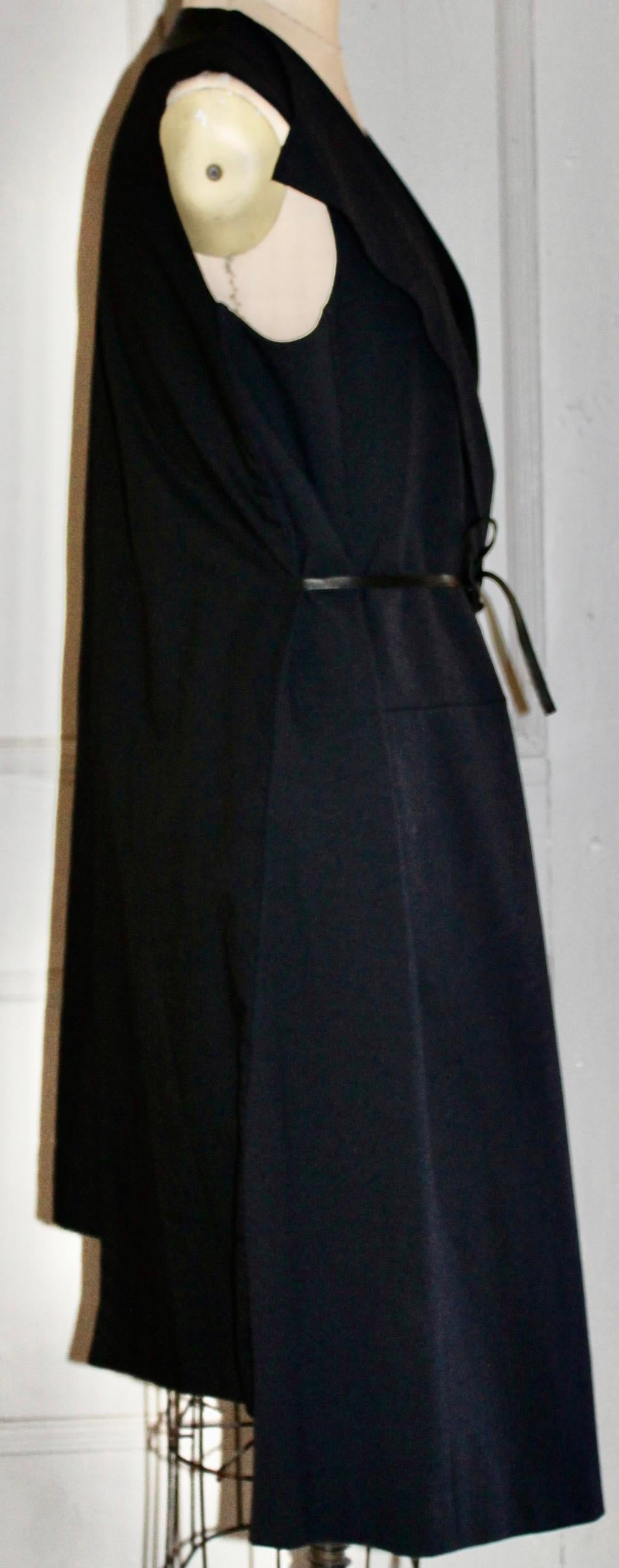 Yohji Yamamoto Black Leather Coat Dress For Sale 1
