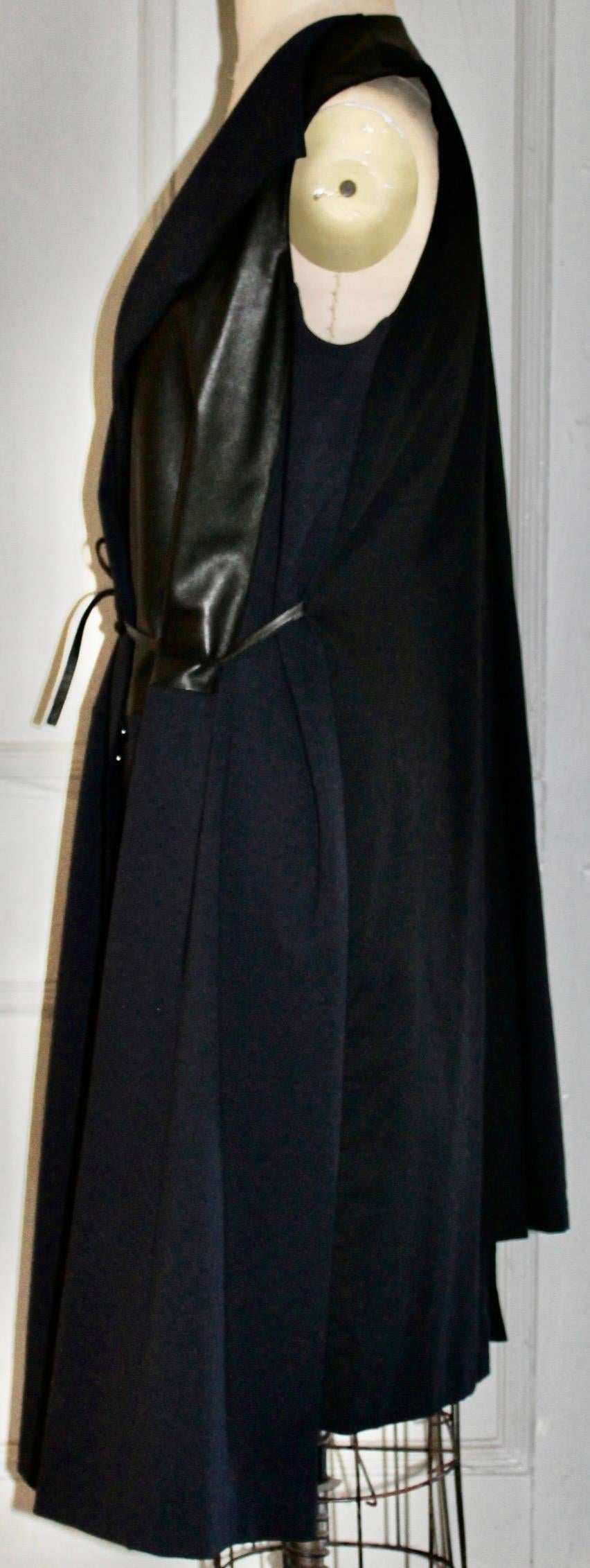 Yohji Yamamoto Black Leather Coat Dress For Sale 5