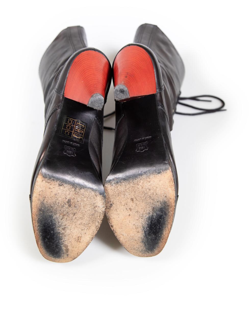 Women's Yohji Yamamoto Black Leather Laced Platform Boots Size UK 3 For Sale