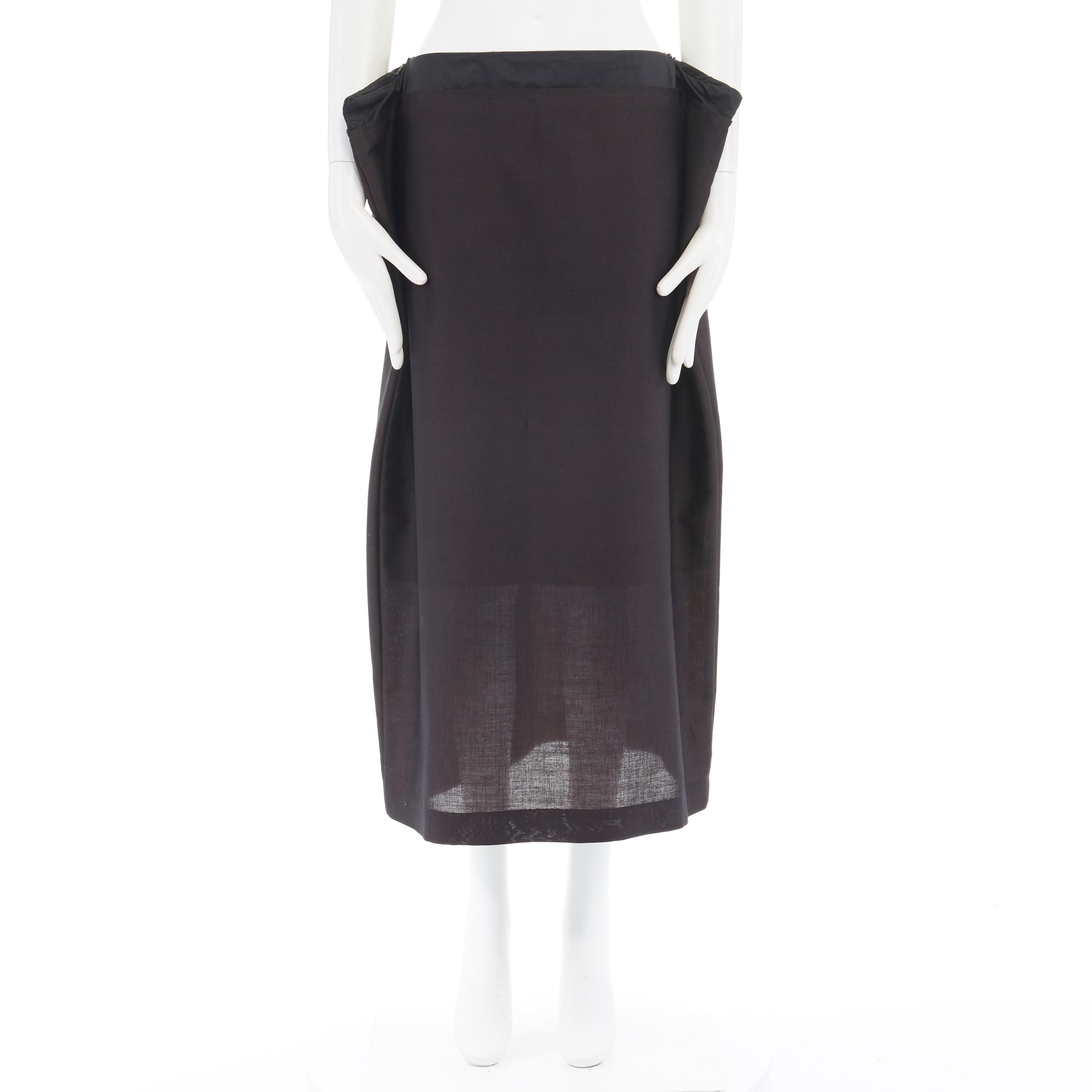 YOHJI YAMAMOTO black mohair blend zip waist structured square cut skirt JP1 S For Sale 3