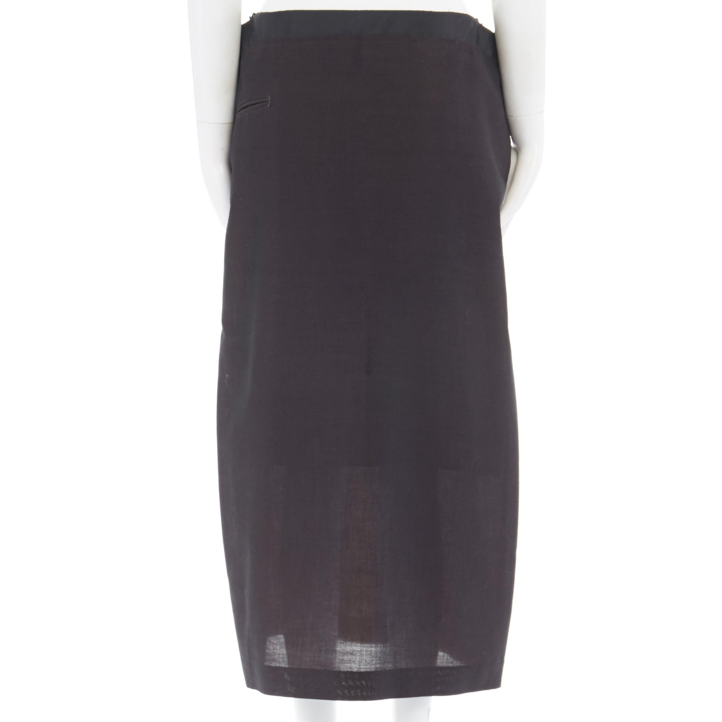 Black YOHJI YAMAMOTO black mohair blend zip waist structured square cut skirt JP1 S For Sale