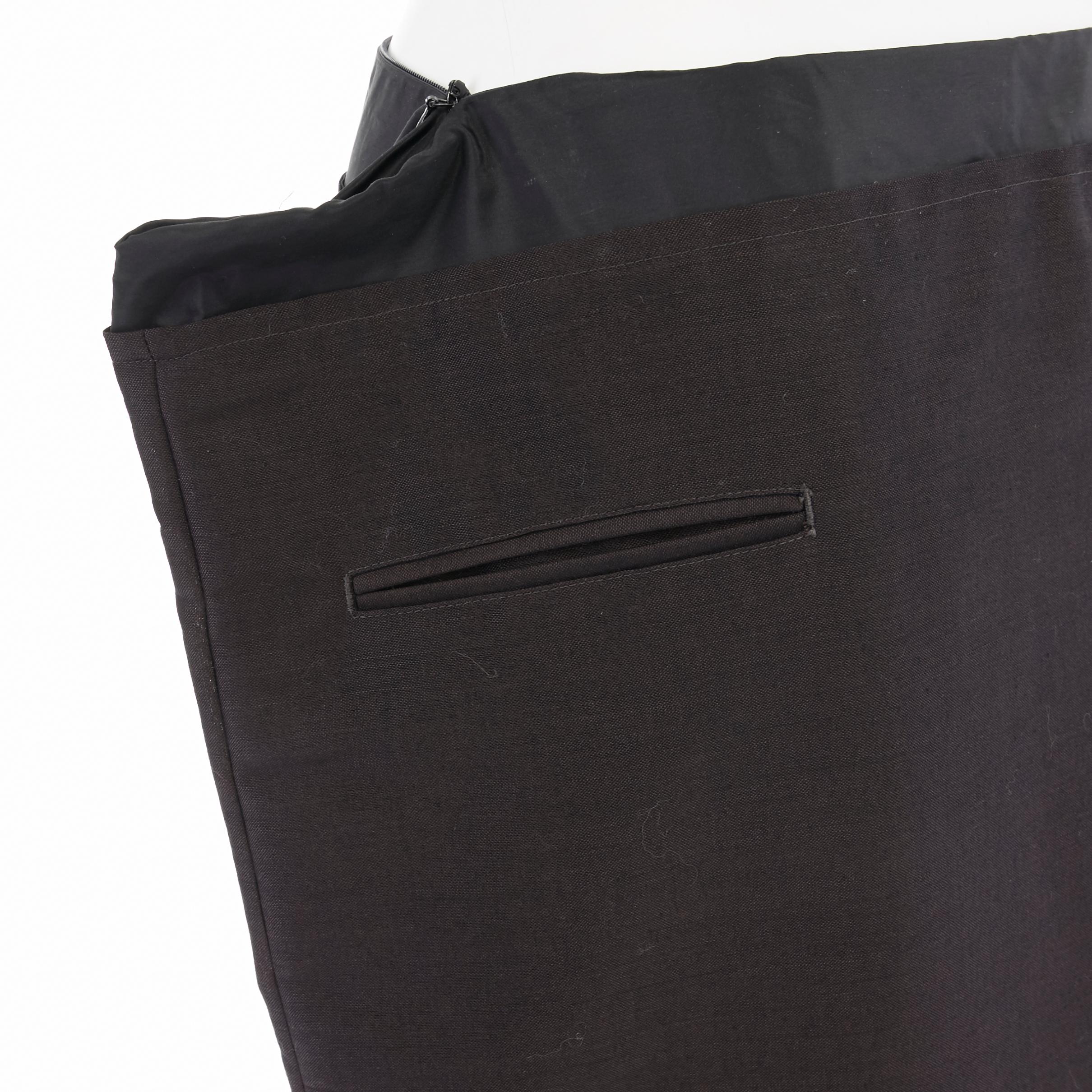 Women's YOHJI YAMAMOTO black mohair blend zip waist structured square cut skirt JP1 S For Sale