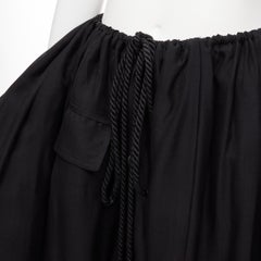 YOHJI YAMAMOTO black nylon asymmetric tulle bustle rope belt midi skirt S